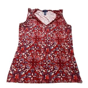 Chaps Red Paisley Drapeneck Sleeveless Tank Top Shirt